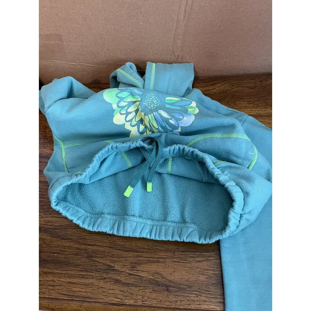 Lands'‎ End Girls Size M 8 Pullover Teal-Green Sweatshirt Hoodie Elastic Waist